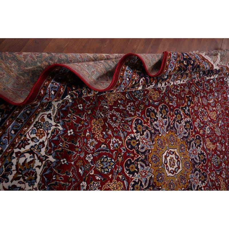 Red Kashan Turkish Area Rug Traditional Floral Machine Made Carpet - 9'9" x 12'4"