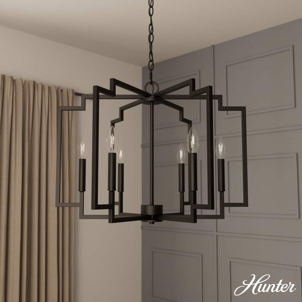 Hunter Zoanne 6-Light Modern Geometric Chandelier - Entry, Dining Room - Contemporary, Transitional