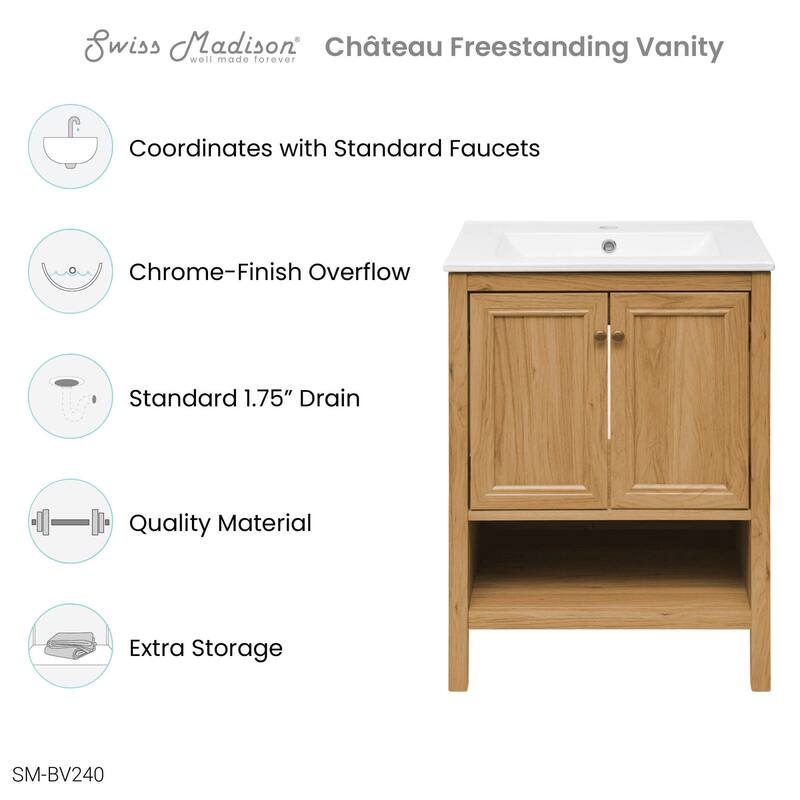 Swiss Madison SM-BV240 Chateau 24" Free Standing Single Basin Vanity