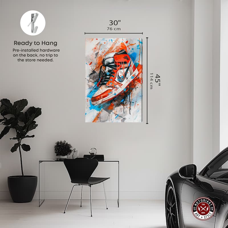 Notoriart Colorful Splatter Sneaker Gallery Wrapped Sneaker 1 Piece Canvas Wall Art