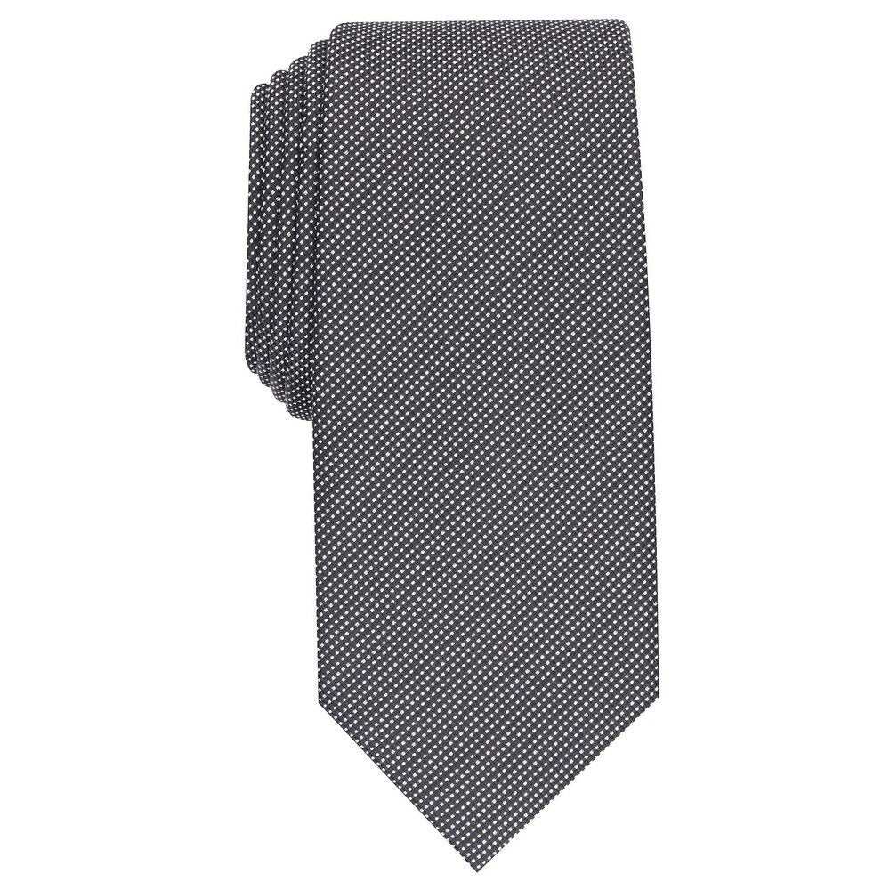 $105 Alfani Mens Gray White Polka Dot Slim Striped Classic Tie Necktie 58x2.25