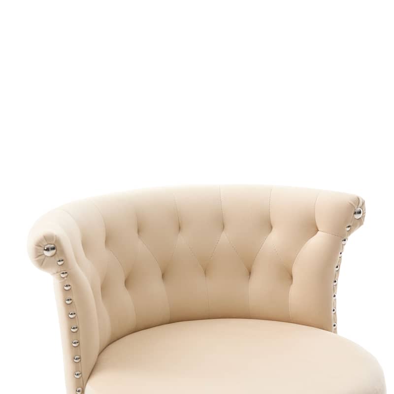 Velvet Upholstered Bar Stool Set of 2, Adjusatble Height Swivel Bar Stools, Dining Chairs with Curved Backrest & Footrest