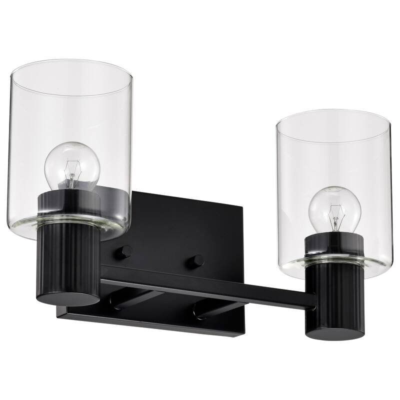 Clarksville 2 Light Vanity Matte Black with Clear Glass