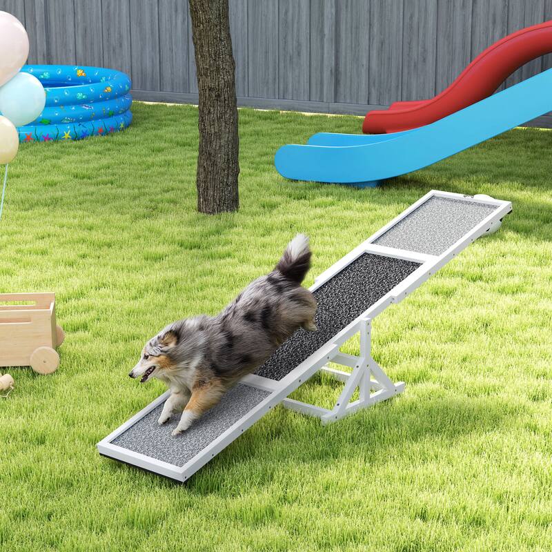 PawHut Wooden Dog Agility Seesaw for Training and Exercise, Platform Equipment Run Game Toy, Weather Resistant Pet Supplies