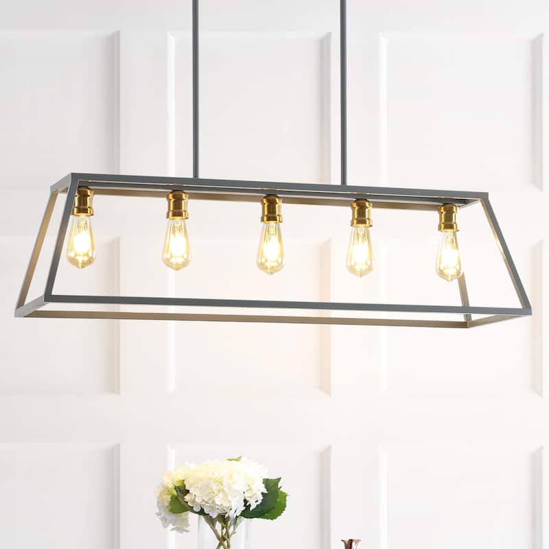 Staunton 38" 5-Light Adjustable Iron Farmhouse Vintage LED Dimmable Pendant, by JONATHAN Y