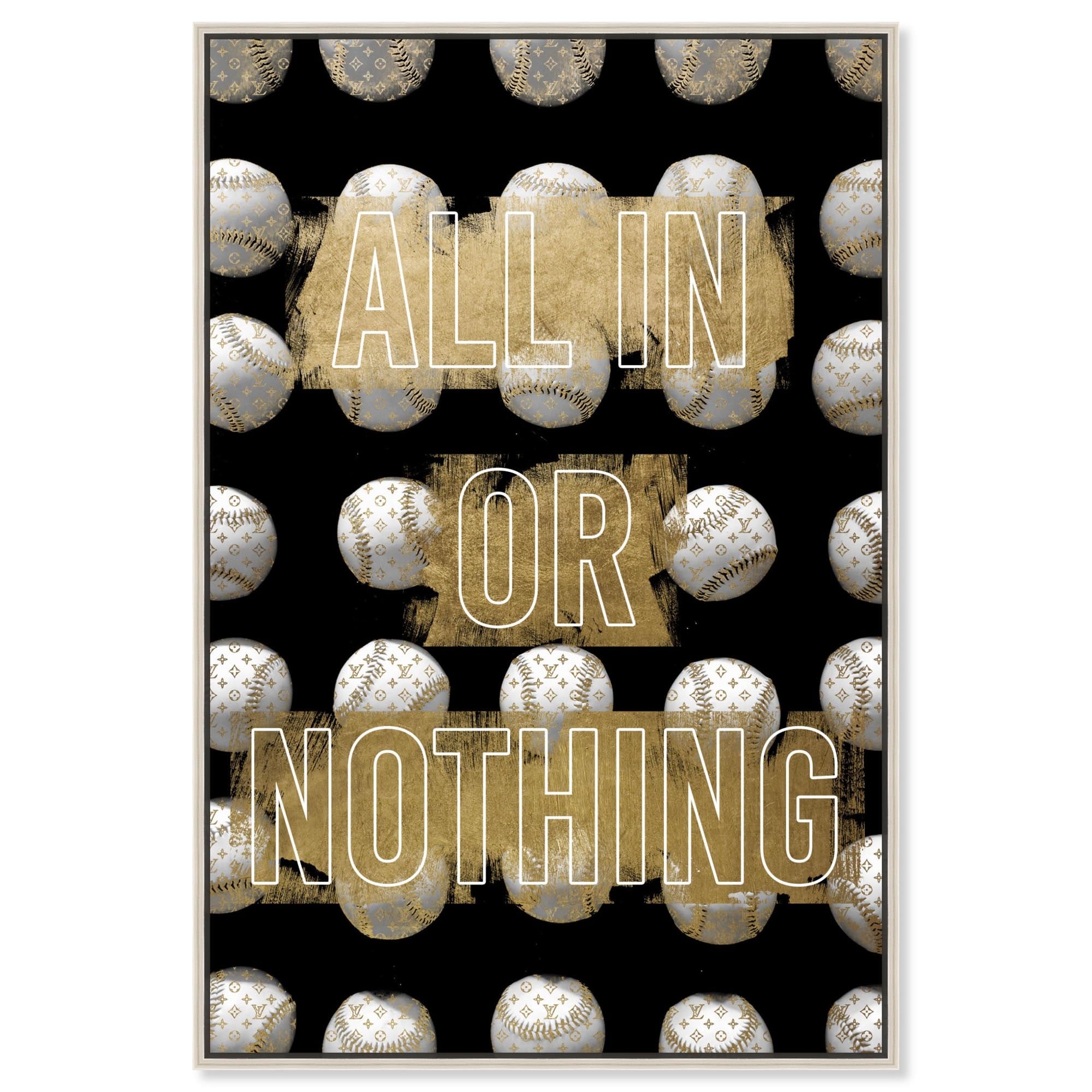 All In or Nothing Baseball Canvas Black White Art Prints by Notoriart