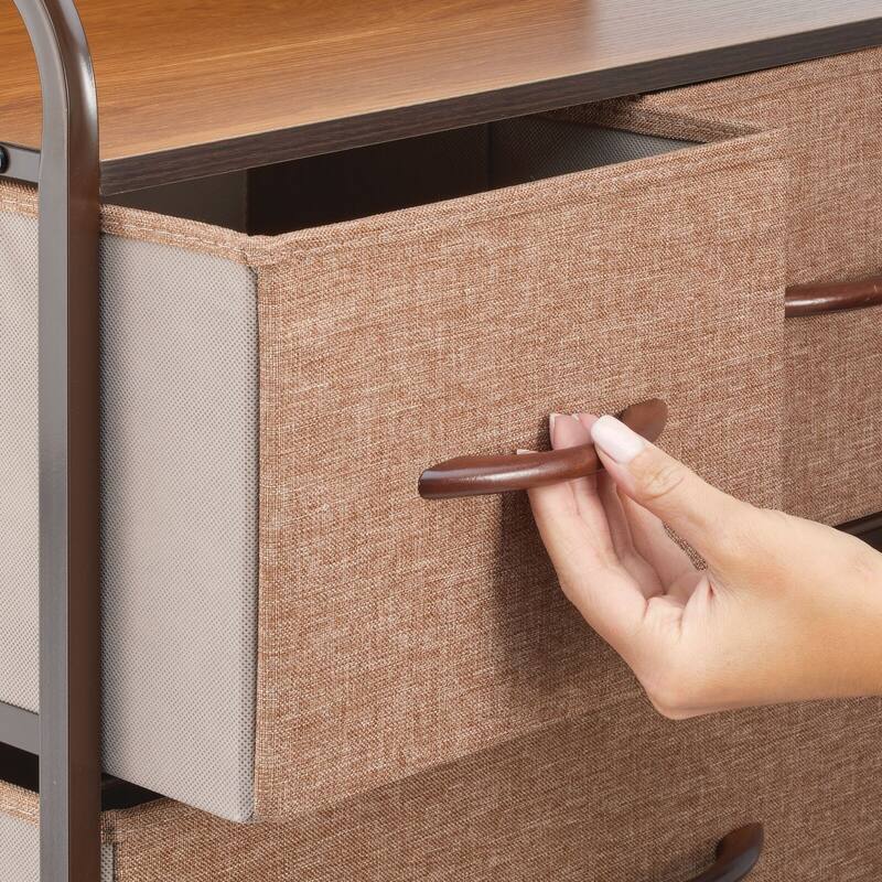 mDesign Tall Dresser Storage Chest, 5 Fabric Drawers Bed Bath
