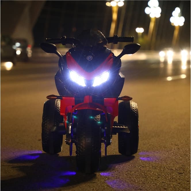 Red Kids Electric Motorcycle Ride-On Motorcycle Ride-On Bike Toddler Motorcycle with Bluetooth & Lights