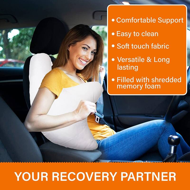 Cheer Collection W Shaped Shoulder Surgery Recovery Pillow Filled with Shredded Memory Foam