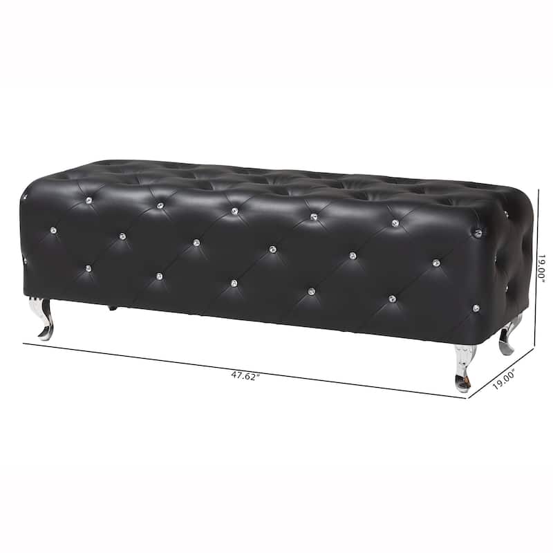Silver Orchid Heston Crystal Tufted Modern Bench