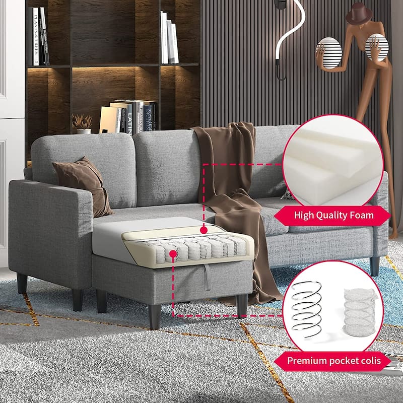 Mixoy 78"Sectional Sofa with Ottoman, Free Combination L Shaped Sofa Couch Set