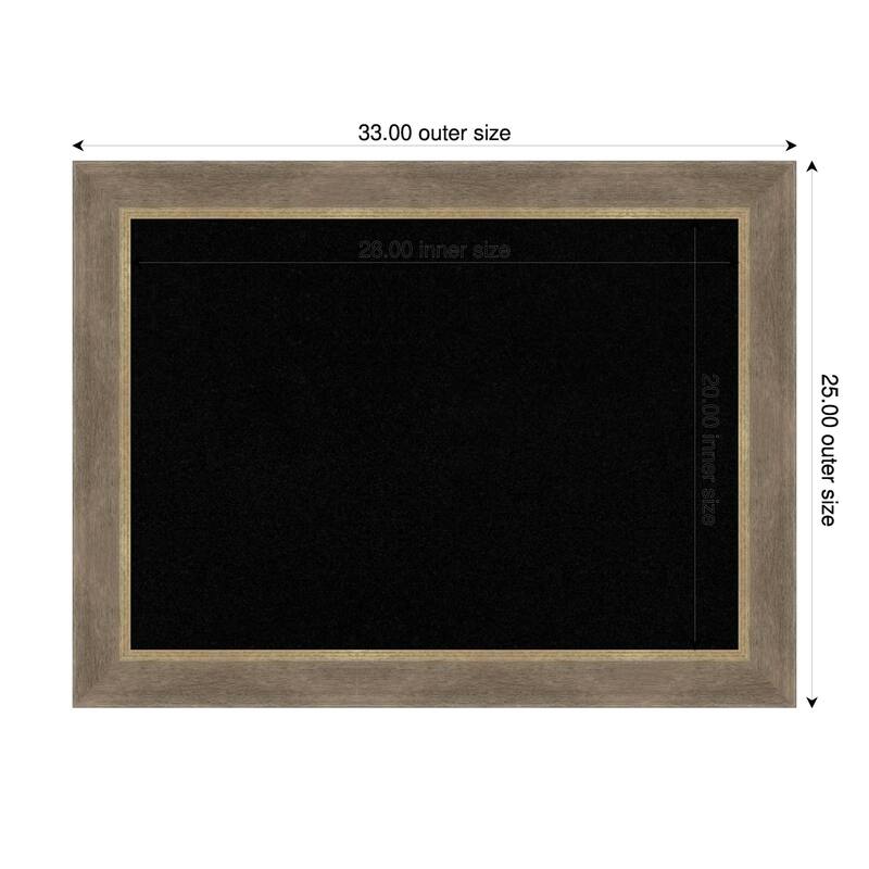 Driftwood Tan Wood Framed Cork Board - Bulletin Board, Organization Board, Pin Board - Black - 33 x 25 in