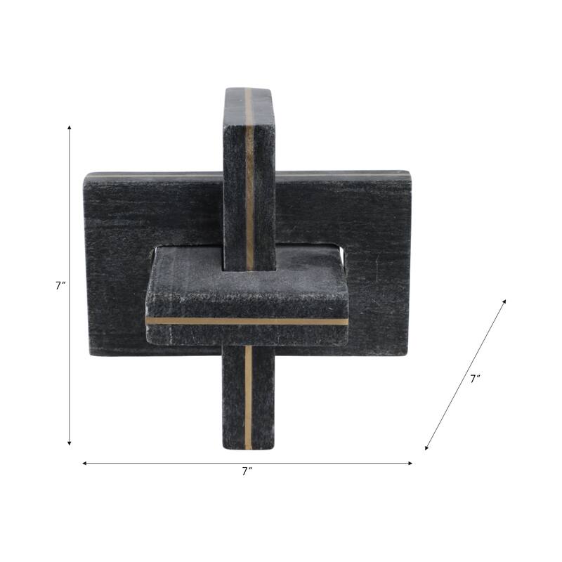 Stone Metal Decorative Object Interlocking Modern Geometric Structure