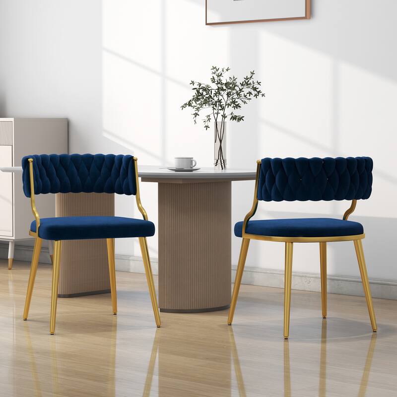 Modern Velvet Dining Chairs Set of 2 - Navy Blue 2Set