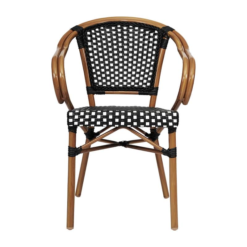 All-Weather Commercial Paris Chair with Bamboo Print Metal Frame