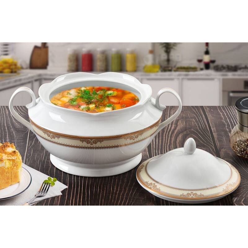 Lorren Home Trends Porcelain Souptureen w/Lid Isabella