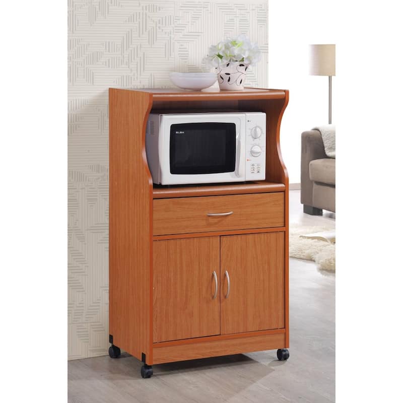45" Cherry Red Solid Microwave Kitchen Cart