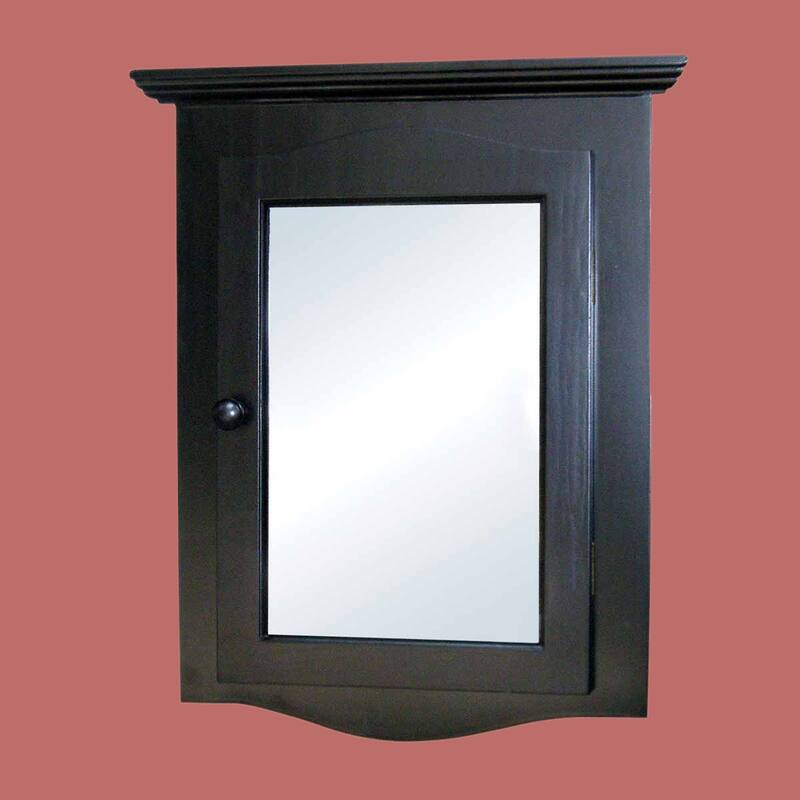 Black Wooden Corner Medicine Cabinets 27 1/8 in. x 20 1/8 in. with Recessed Mirror and Mounting Hardware