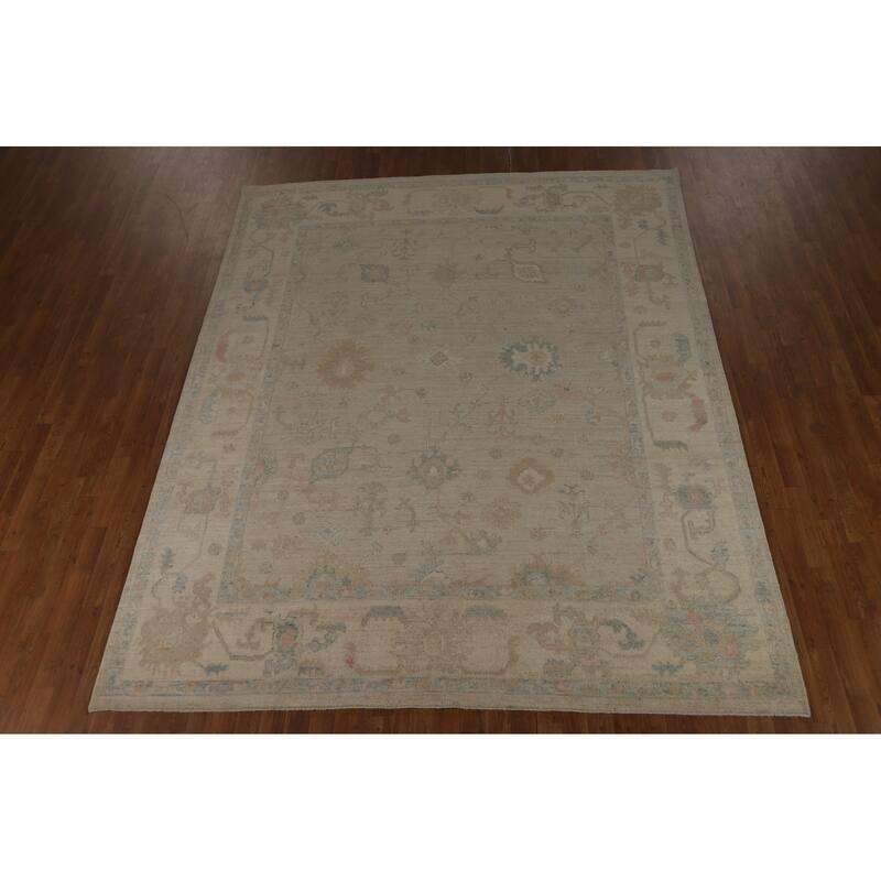 Vegetable Dye Oushak Turkish Area Rug Handmade Wool Carpet - 7'11" x 9'10"