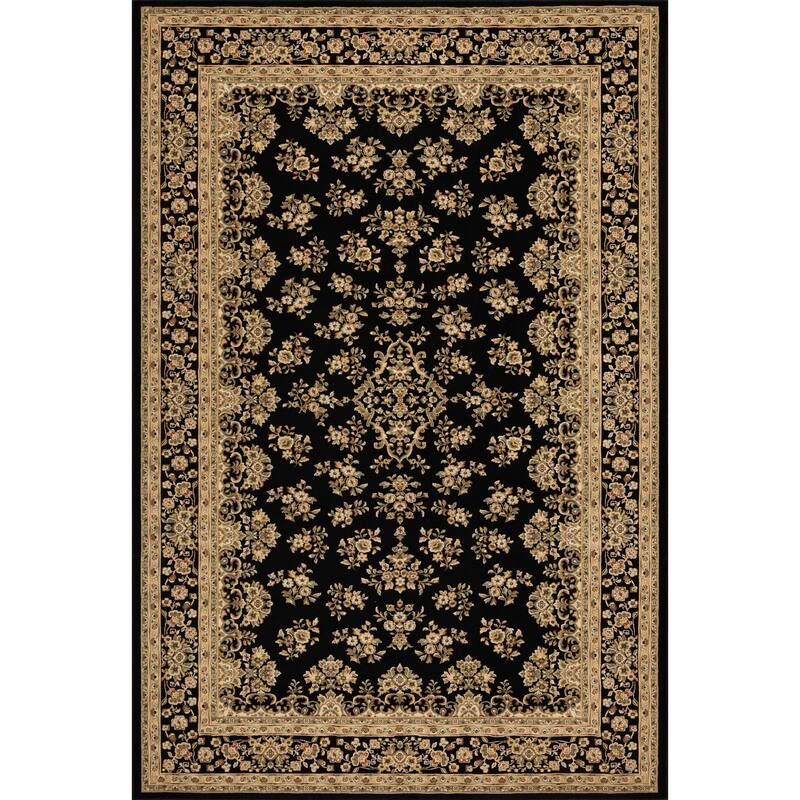 Izmir Collection Black/Beige Transitional Floral/Botanical Area Rug