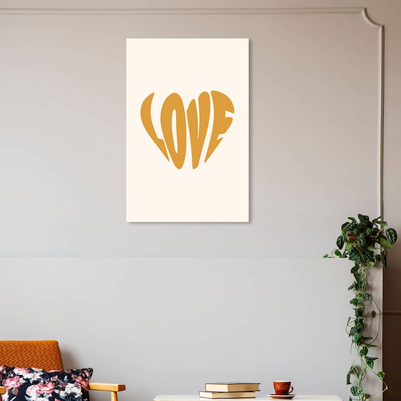 Wynwood Studio Canvas Typography and Quotes The Right Shape of Love Brown Modern & Contemporary Wall Art Canvas Print