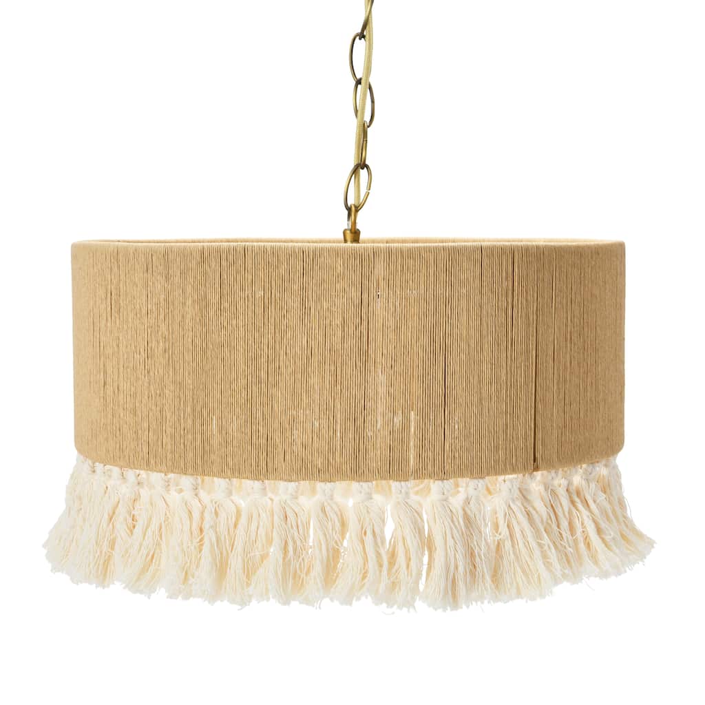Metal & Natural Paper Rope Shade Pendant Lamp