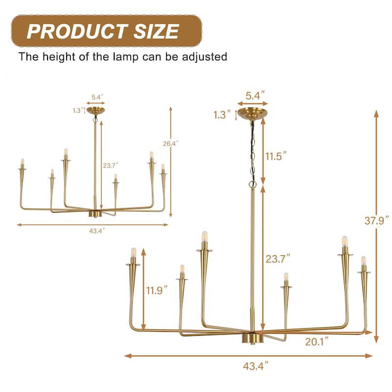 6-Light Classic Traditional Metal Candle Dimmable Chandelier