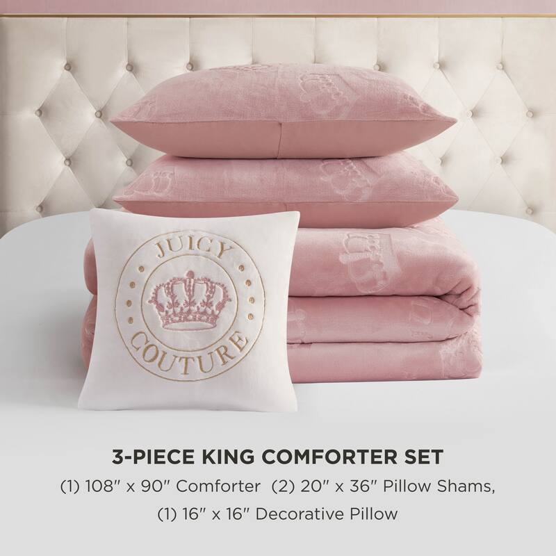 Juicy Couture Embossed Plush Crown Comforter Sets