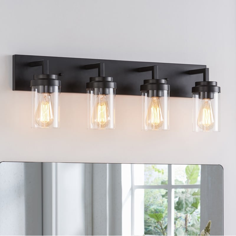 KAWOTI Noa 30" Dimmable Bathroom Vanity Light with Clear Glass Shade