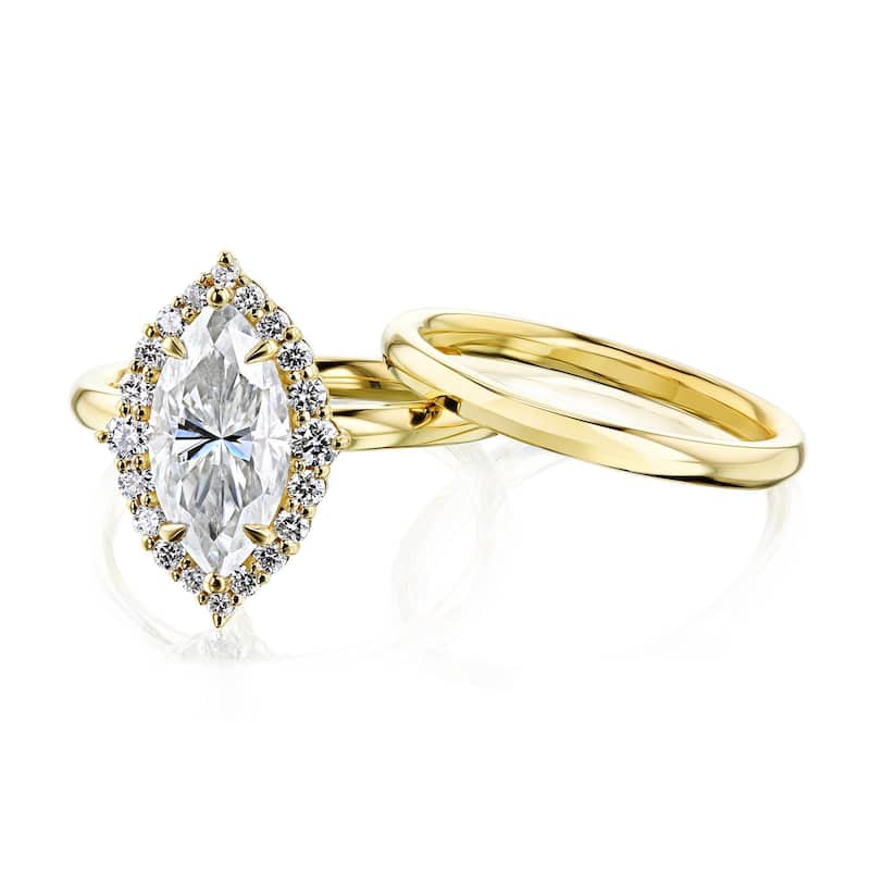 Annello by Kobelli 14k Gold Forever One Margaux Bridal Set (DEF/VS, DEF/VS)