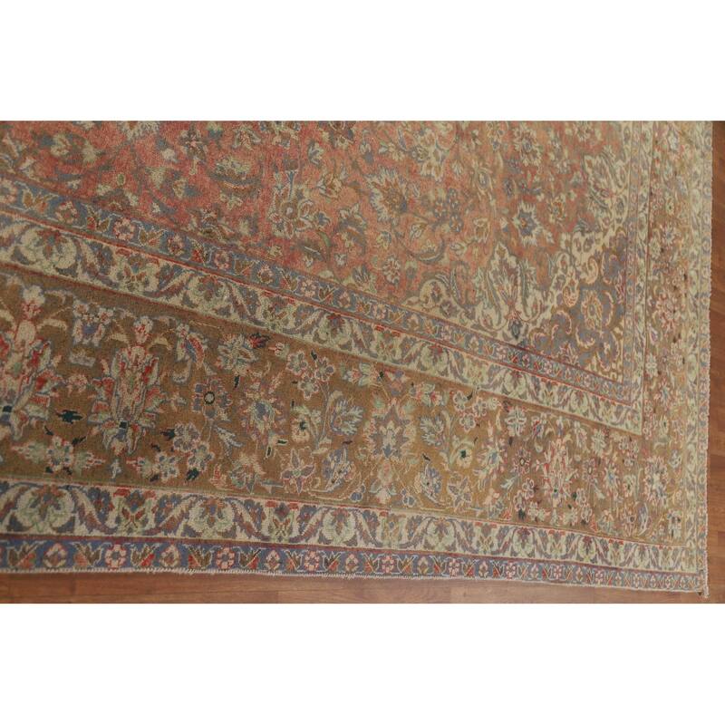 Hand Knotted Oriental 100% Wool Carpet Traditional Floral Oranges & Rust Kashan Area Rug - 13' 0'' X 9' 6''