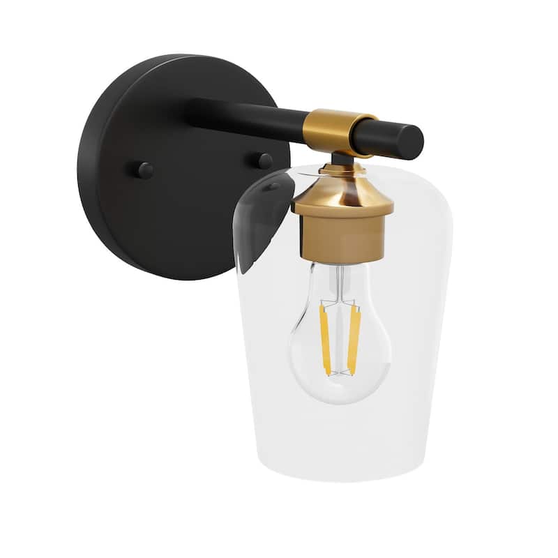 Black Bathroom Sconces Wall Lighting Fixtures with Clear Glass Shade