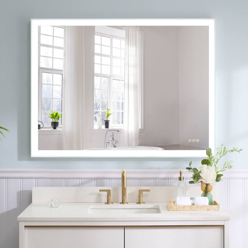 Wall Mounted Bathroom Heavy Duty Framed LED Mirror With bright light And And Memory Function