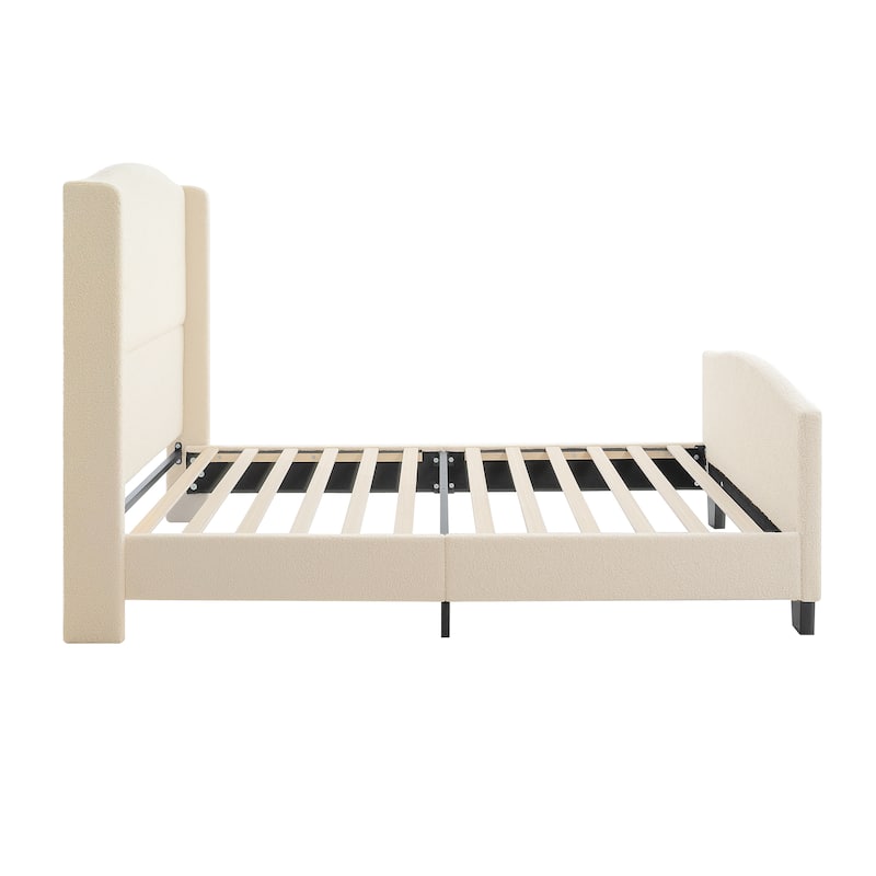 GDFStudio - Jane 49.21" High Back Upholstered Headboard Bed Frame with High Footboard