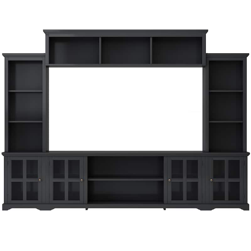 Minimalism Entertainment Wall Unit with Bridge, Modern TV Console Table ...