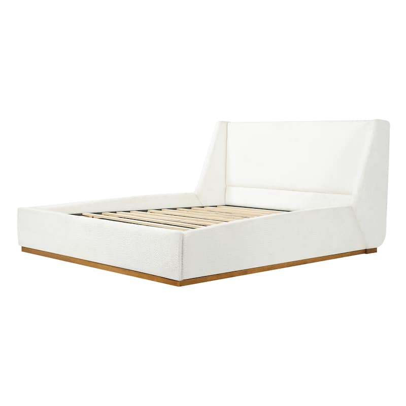 Christopher Knight Home - Modern Upholstered Boucle Platform Bed with Wingback Headboard