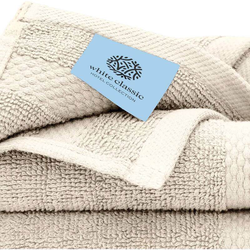 White Classic Luxury Cotton 8Pc Multi Size Towel Set [2 Bath Towels, 2 Hand Towels, 4 Washcloths]