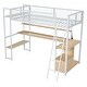 preview thumbnail 11 of 28, Metal Loft Bed Twin Size Bed Frame with Long Desk and Several Storage Shelves Under the Bed, Controllable LED & Charging Station