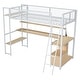 preview thumbnail 11 of 26, Twin Metal Loft Bed with Study Desk, Remote-Control LED Shelf Lighting, Charging Station & Ample Storage,Cabinets and Shelves