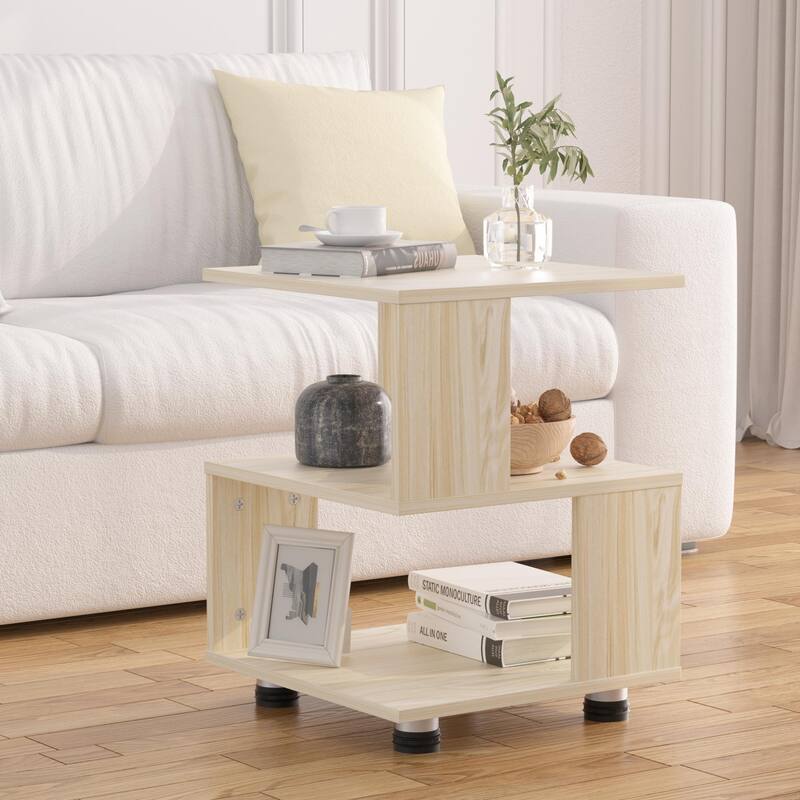 Tatami Magic Cube Nightstands with Classic Modern 2-Tier Rectangle Hollow Design