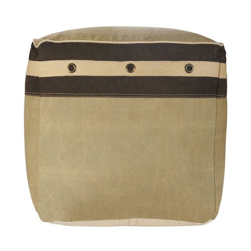 20" Gray and Brown Rustic Farmhouse Handmade Square Pouf Ottoman