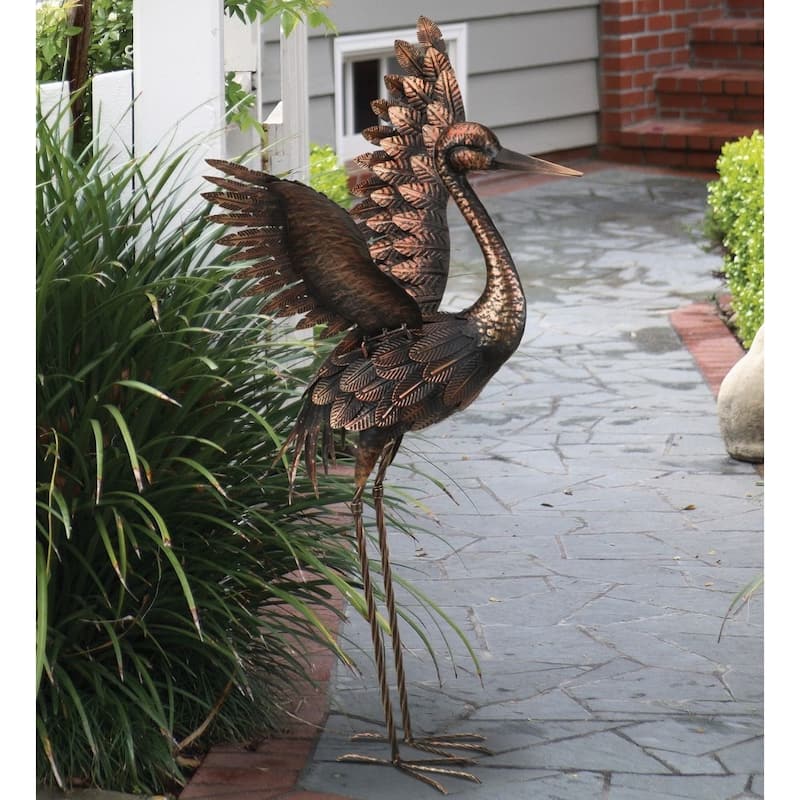 Bronze Crane 27" - Wings Up