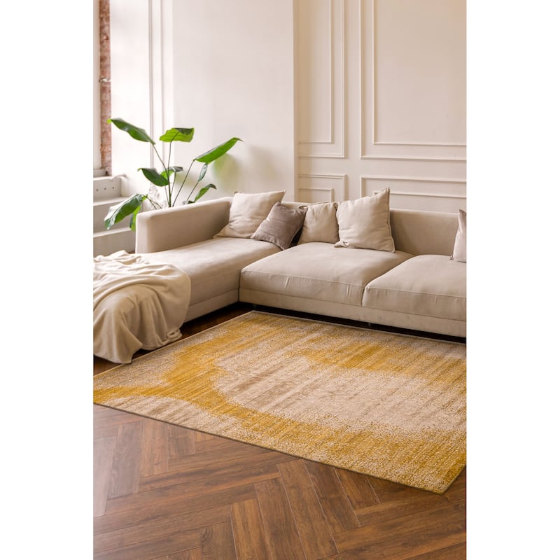 ECARPETGALLERY Hand Loomed Elysian Gold Rug - 8'1 x 9'10