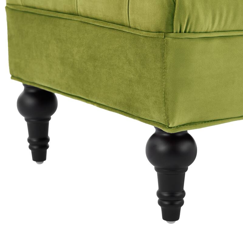 Green Velvet Modern Bedroom Ottoman Bench