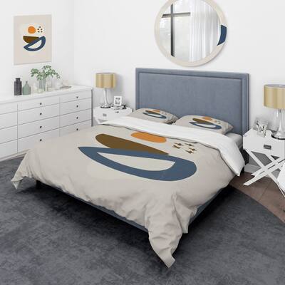 Designart 'Abstract Sun Moon Geometric Print I' Modern Duvet Cover Set