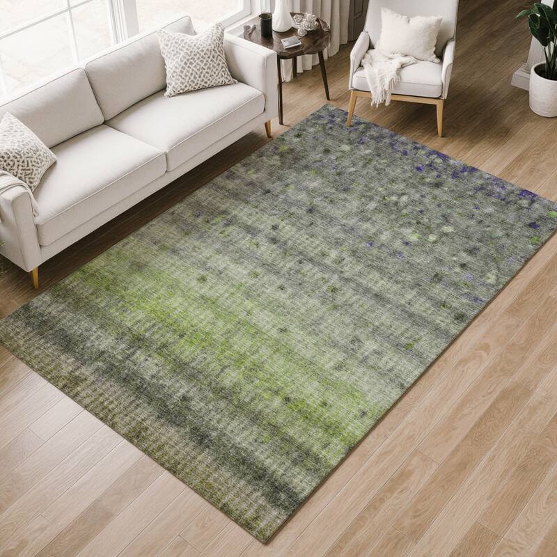Machine Washable Indoor/ Outdoor Ombre Stripes Chantille Rug