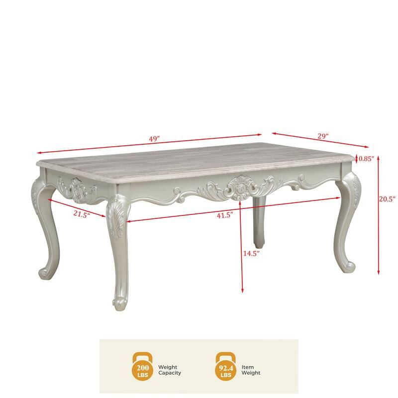 Best Master Furniture Cavari Champagne Pearl Faux Marble Traditional Coffee Table