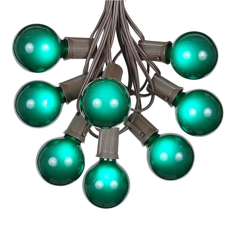 25 Foot G50 Outdoor Globe Patio String Lights - Set of 25 G50 Globe Bulbs - Green