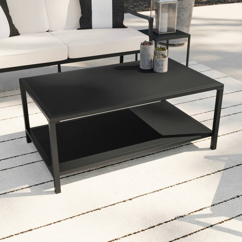Martha Stewart All-Weather Steel Patio Outdoor Coffee Table - 26"W x 43.25"D x 18"H