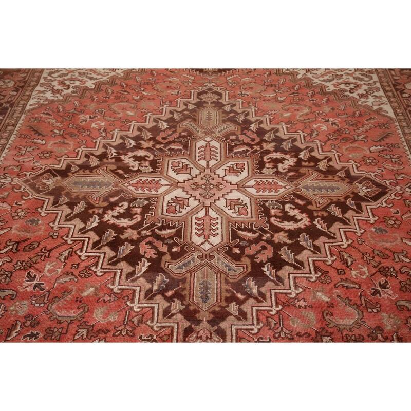 Geometric Heriz Persian Vintage Area Rug Handmade Oriental Wool Carpet - 8'4"x 11'0"